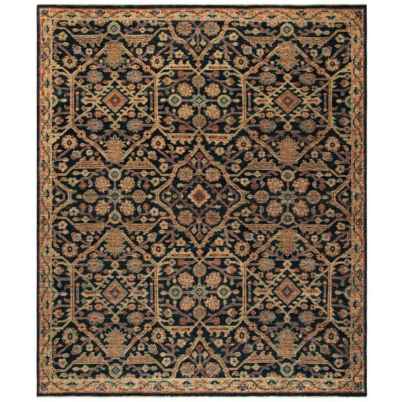 Hand-Knotted Black Wool and Cotton 8' x 10' Area Rug