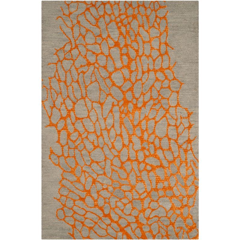 Handmade Tufted Gray Wool and Viscose Area Rug