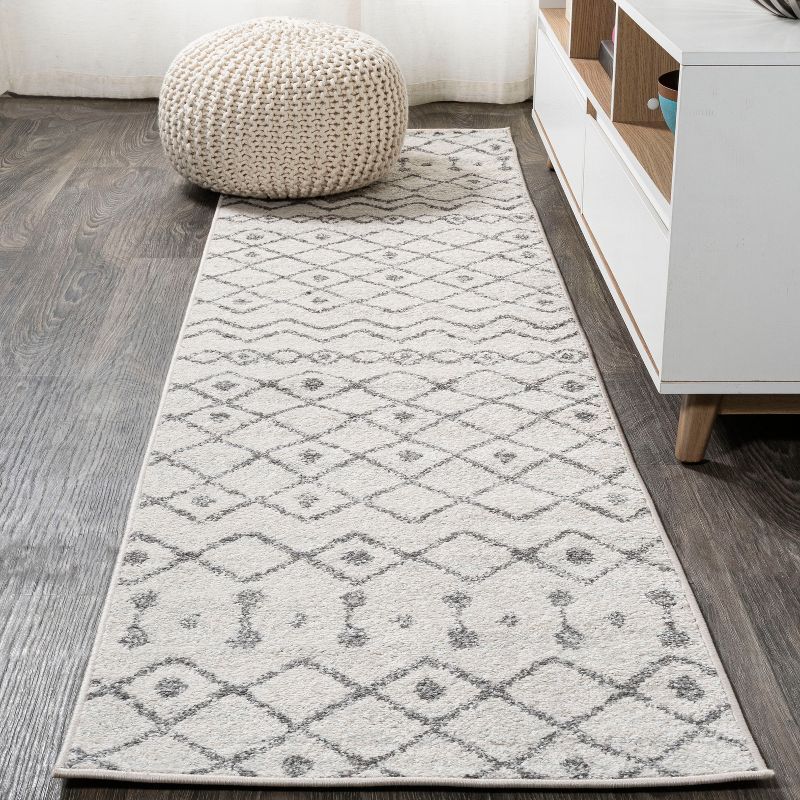 Handmade Reversible Gray and Cream Synthetic Area Rug