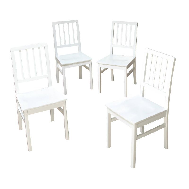 Camden High Slat-Back White Wood Dining Chairs, Set of 4