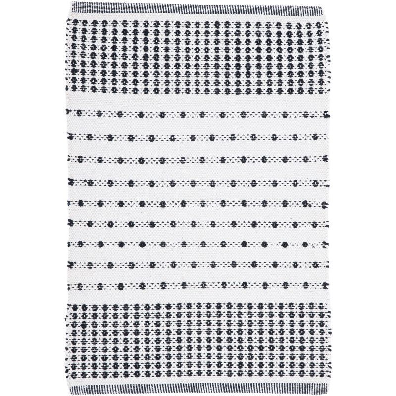 Coastal Charm Black & Ivory Cotton Handwoven Rug - 3x5 Feet