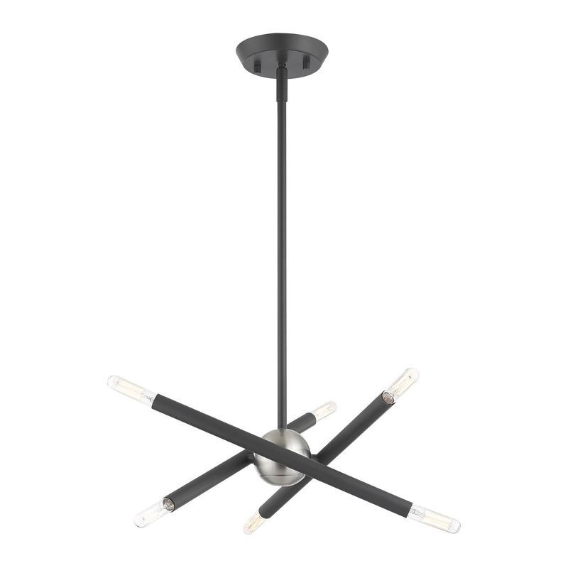 Scandinavian Gray Mini Brass 6-Light Chandelier