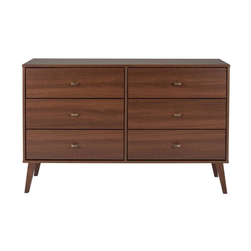 Mid-Century Modern Gray 6-Drawer Horizontal Dresser with Deep Storage