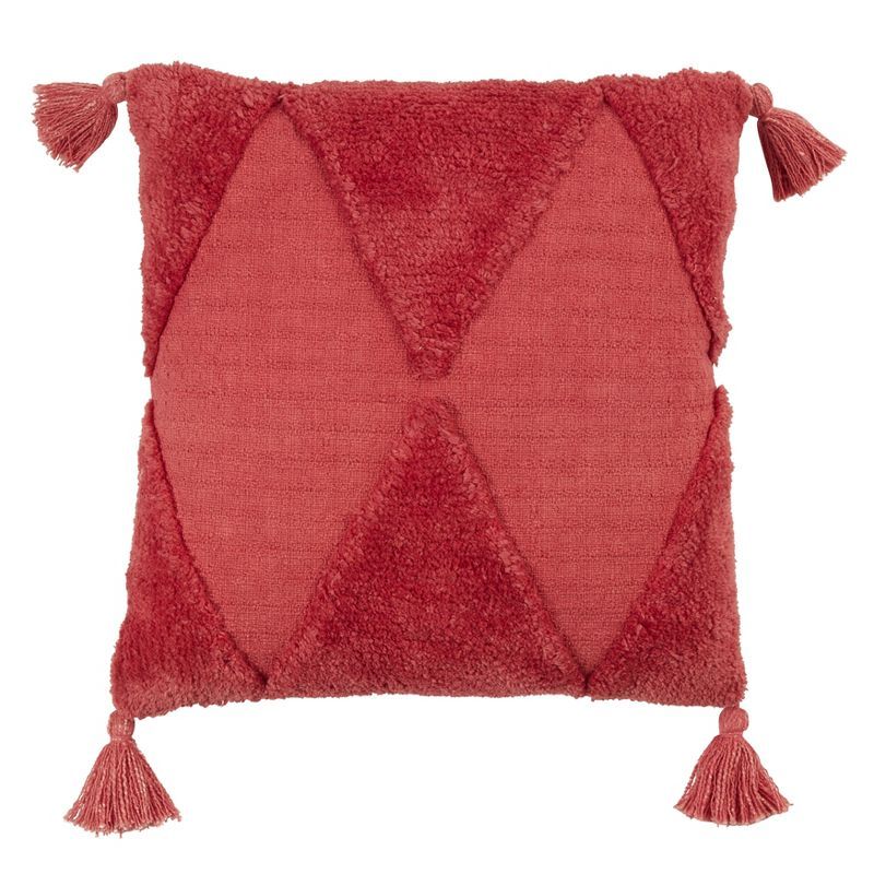 Rust Cotton Tufted Diamond Tassel Euro Pillow Cover