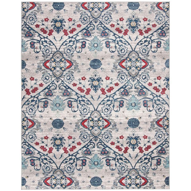 Elegant Gray Synthetic 9' x 12' Hand-Knotted Area Rug