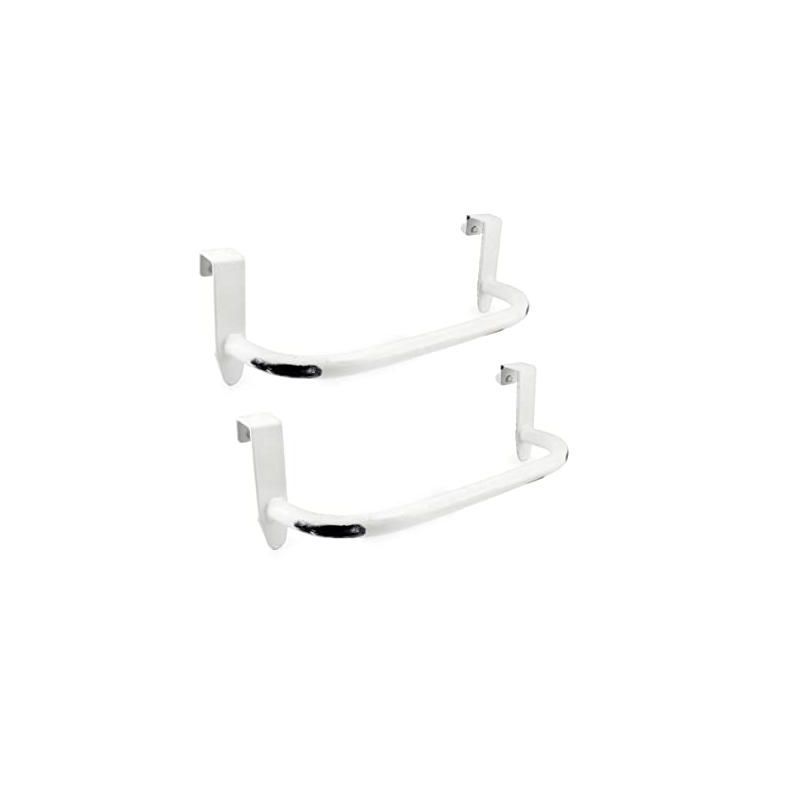 Distressed White Enamel Over Cabinet Towel Holder Set