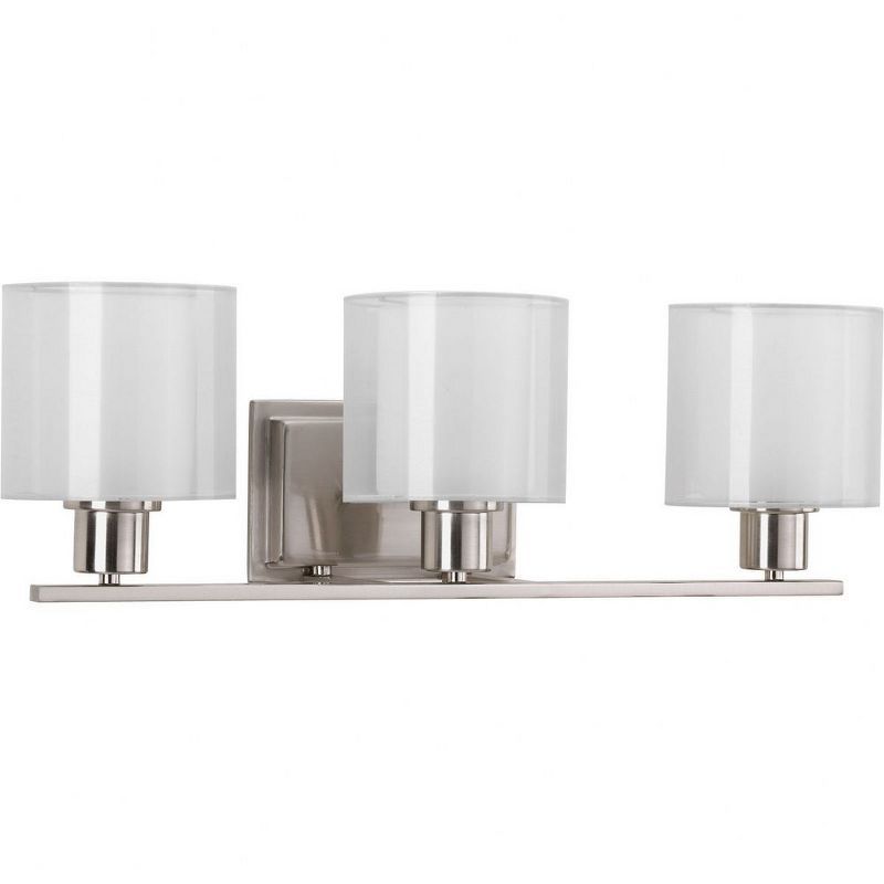 Brushed Nickel 3-Light Cylinder Bath Fixture with Mylar Shade