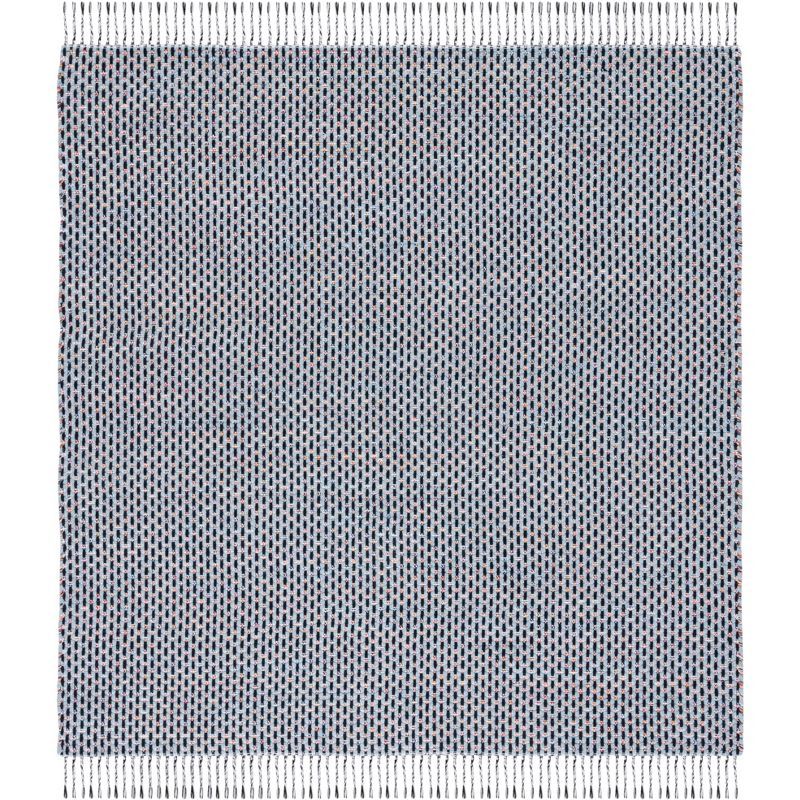 Coastal Blue Handwoven Cotton 6' Square Area Rug