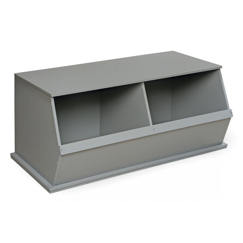 Gray MDF Two-Bin Stackable Storage Cubby for Kids