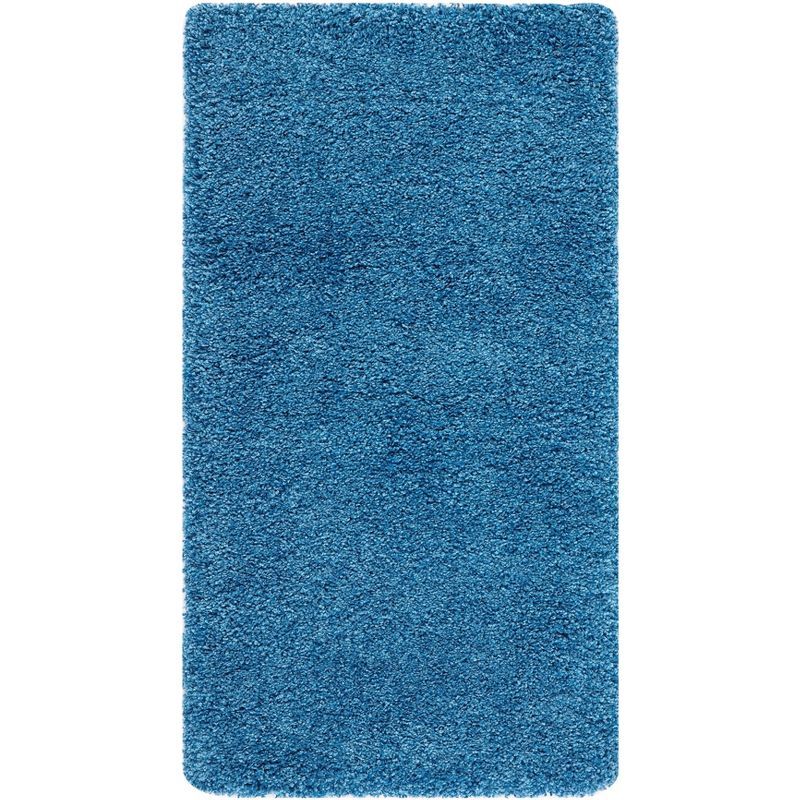 Blue Synthetic Shag Area Rug 2'7" x 5'