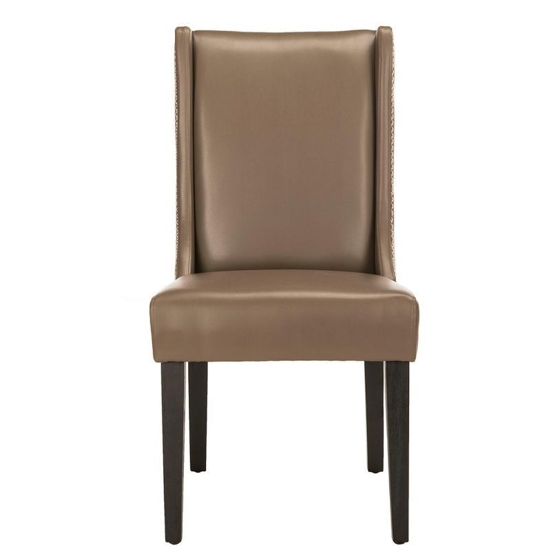 Transitional Gray Leather Upholstered Parsons Side Chair