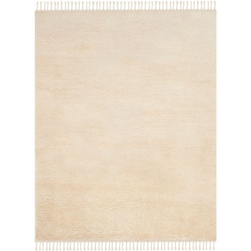 Ivory Elegance Hand-Tufted Wool Shag Area Rug 8' x 10'