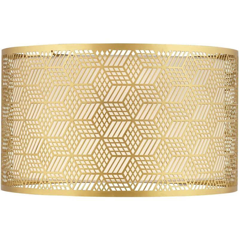 Gold Finish Laser Cut Metal Drum Lamp Shade