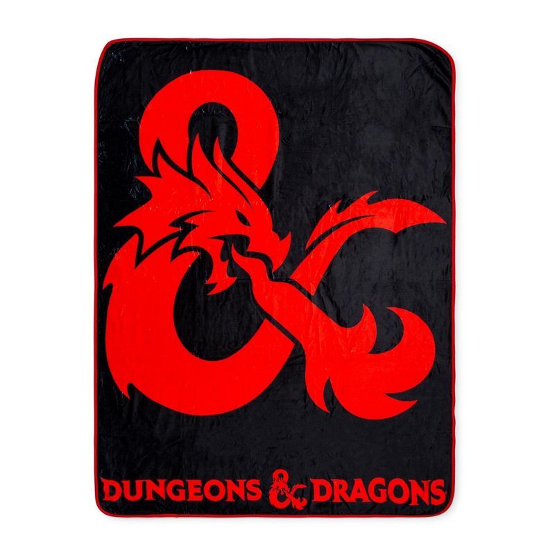 Dungeons & Dragons Black and Red Fleece Throw Blanket 45 x 60 Inches