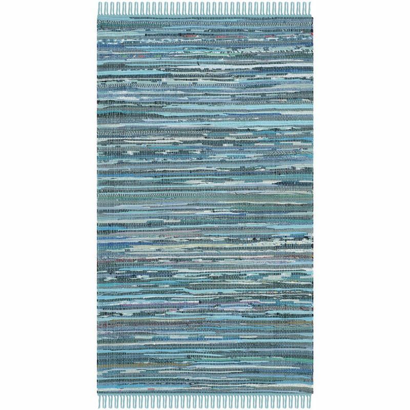 Handwoven Americana Charm Blue and Multi Wool-Cotton Rug, 3' x 5'