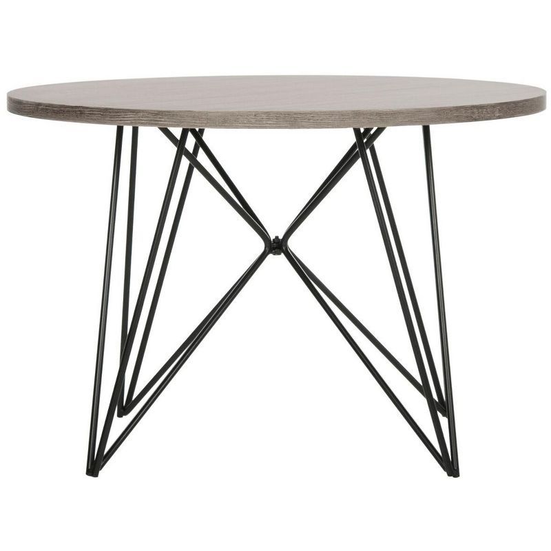 Vida 24" Round Light Brown Wood and Metal End Table