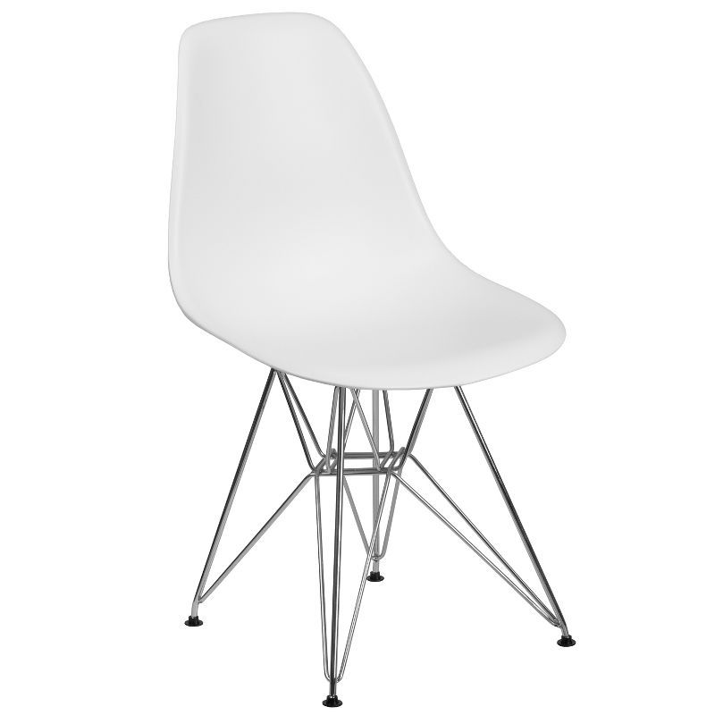 Sleek White Waterfall Seat Chair with Chrome Accent Base