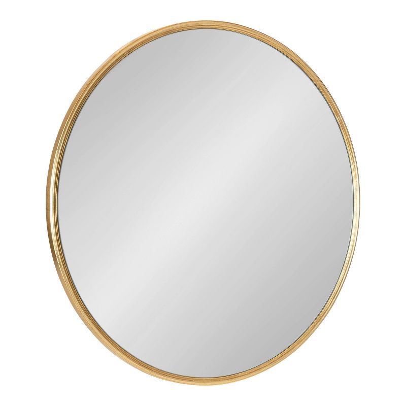 28" Luxe Gold Finish Round Wooden Wall Mirror