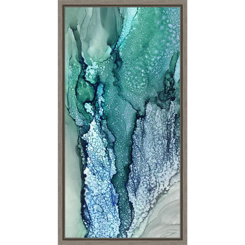 Blue and Green Abstract Lithograph Canvas Wall Art, 14x27