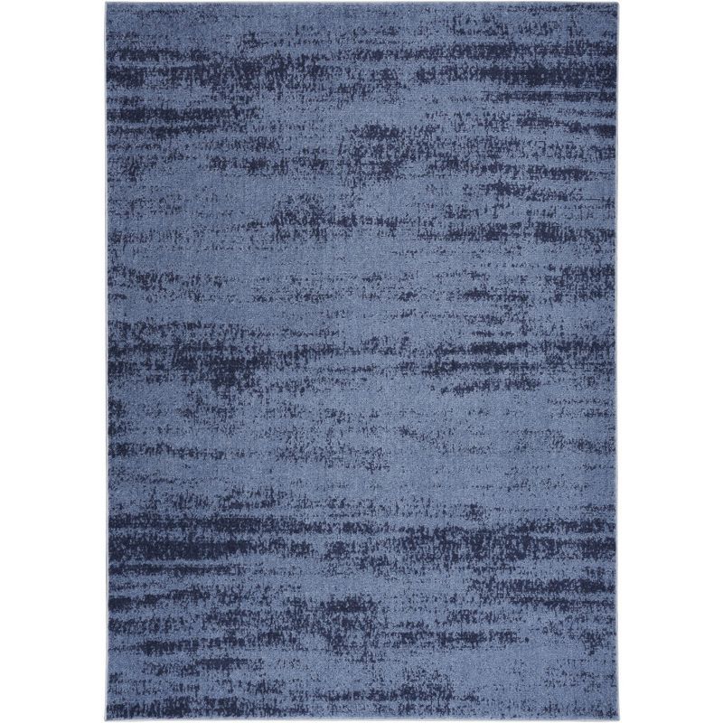 Denim Blue Abstract 4' x 6' Stain-Resistant Outdoor Rug