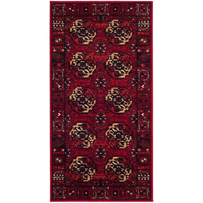 Vintage Red Synthetic Persian Style Area Rug, 2'7" x 5'