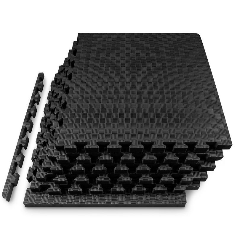 Black 1-inch EVA Foam Checkered Puzzle Exercise Mat, 72 x 48 inches