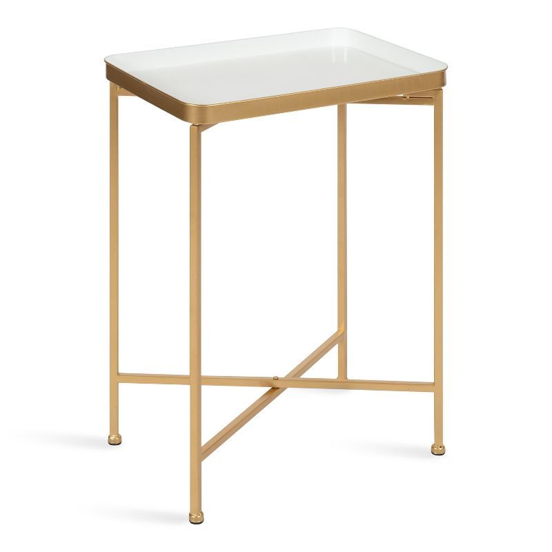 White and Gold Metal Foldable Tray Table