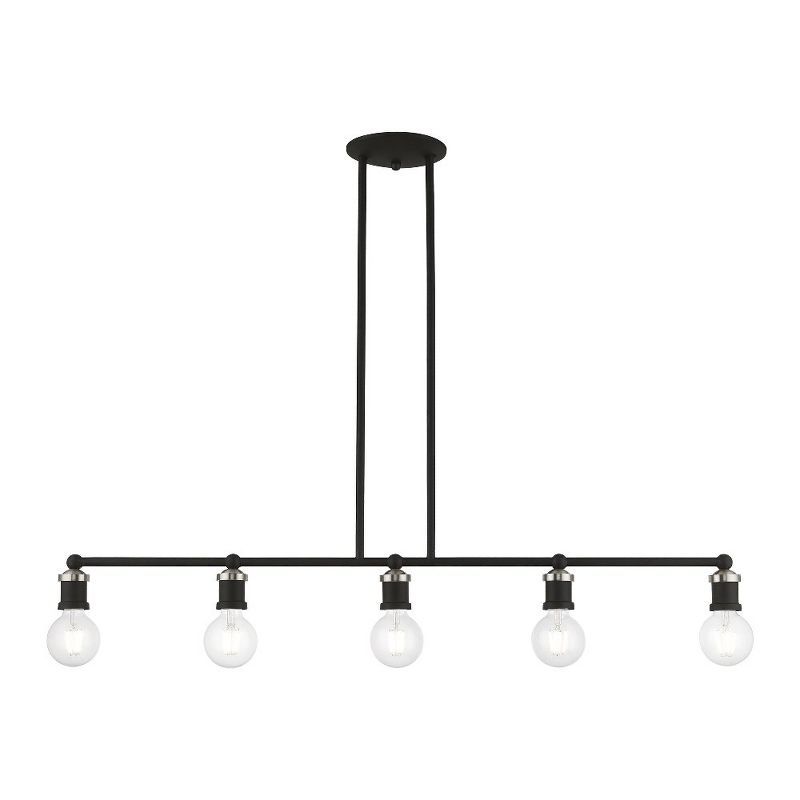 Elegant Lansdale 5-Light Linear Chandelier in Black and Brushed Nickel