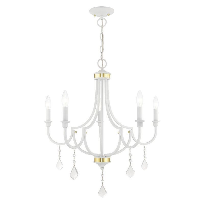 White Mini Crystal 5-Light Candelabra Chandelier