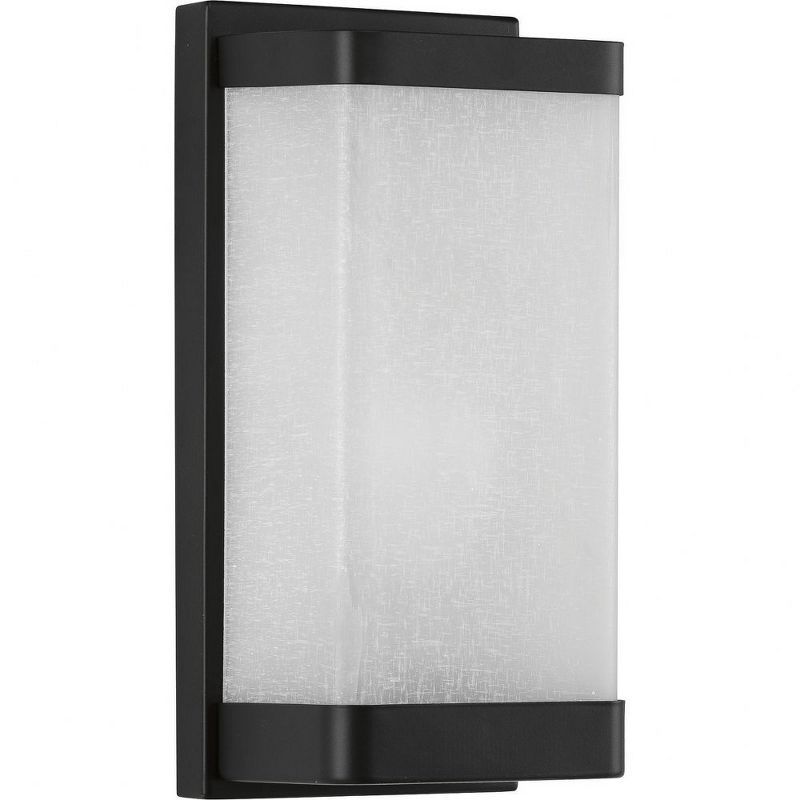 Black Linen Glass Modern Wall Sconce, 12" Height