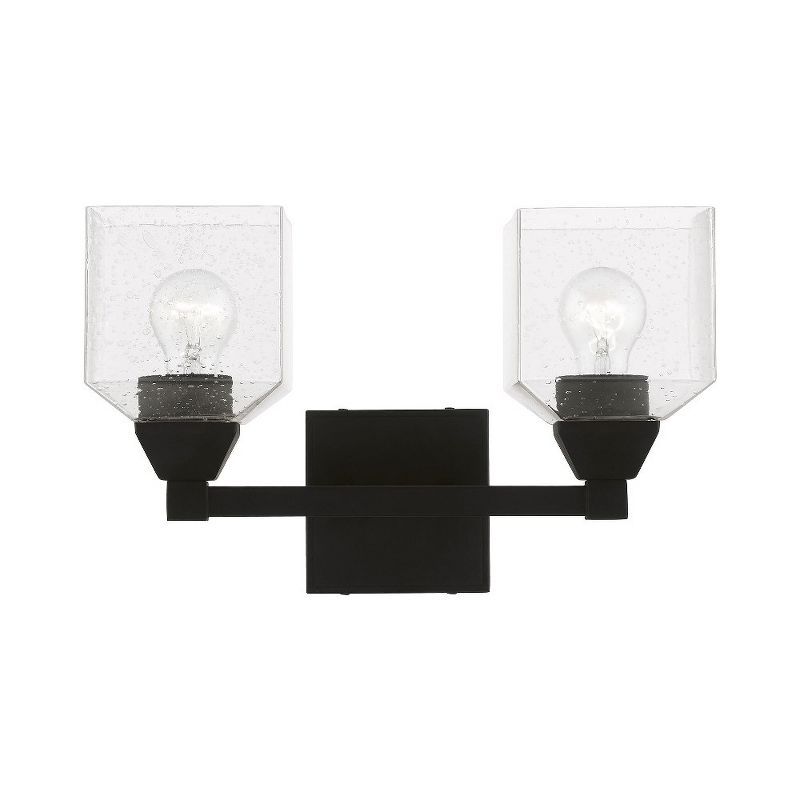 Aragon Seeded Glass Dual-Light Vanity Sconce in Black