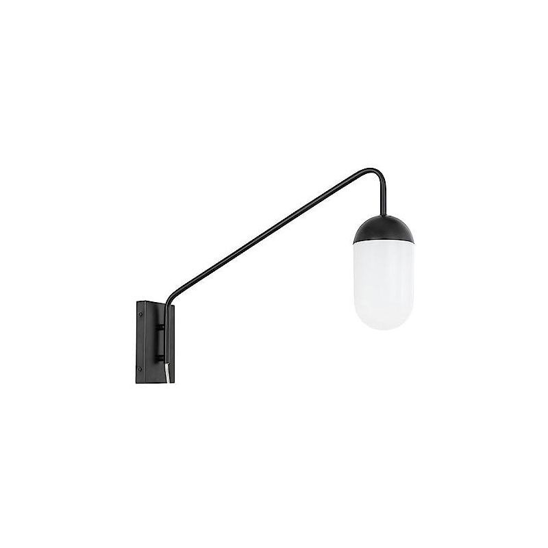 Kace Black and Frosted White Glass Wall Sconce