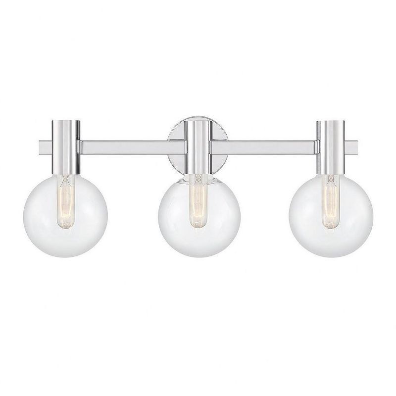 Wright 3-Light Chrome Vanity Light with Clear Glass Shades