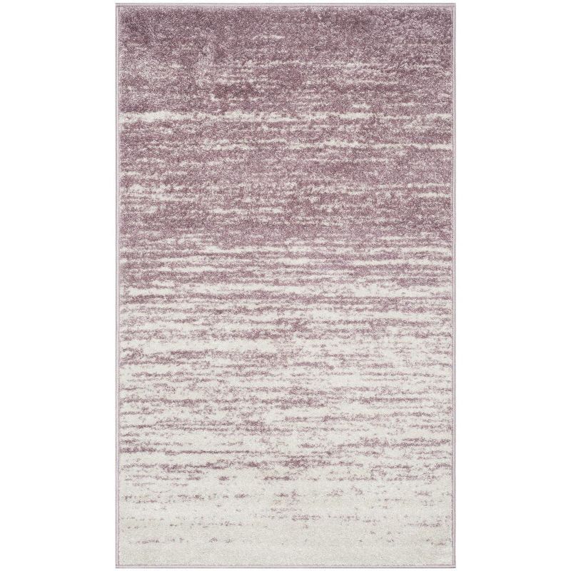 Cream and Purple Abstract Synthetic 4' x 6' Area Rug