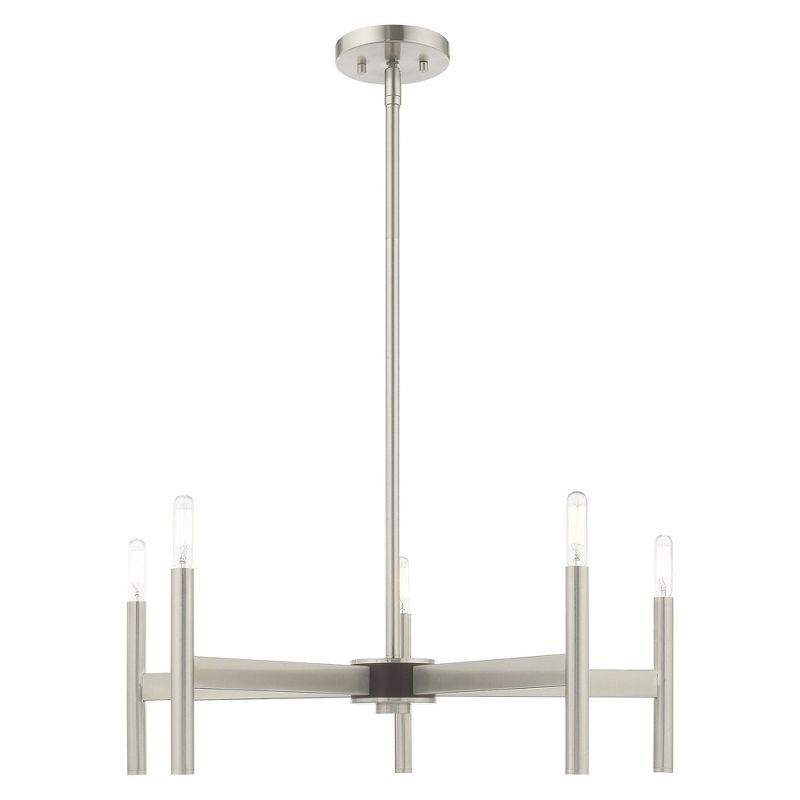 Copenhagen 25" Brushed Nickel 5-Light Chandelier with Exposed Bulb Sockets