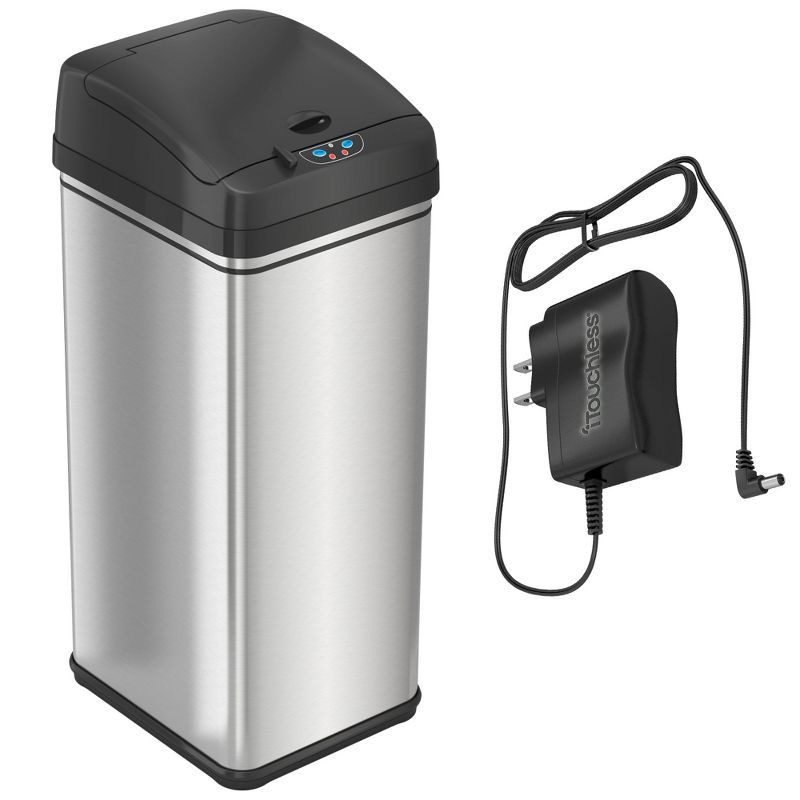 13 Gallon Brushed Stainless Steel Touchless Trash Can