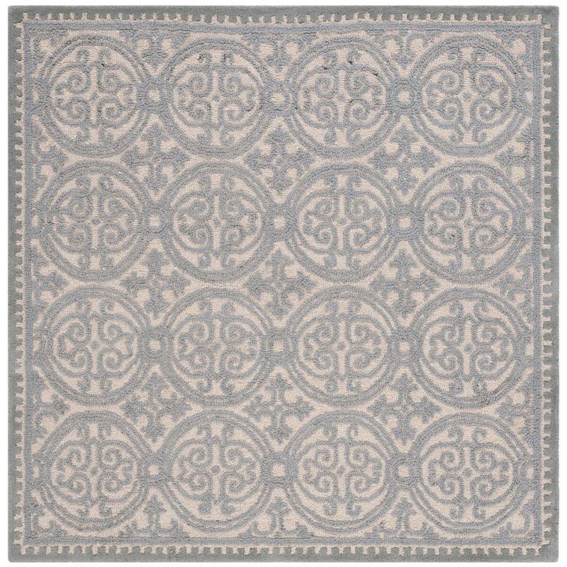 Dusty Blue and Cement Hand-Tufted Wool Square Rug