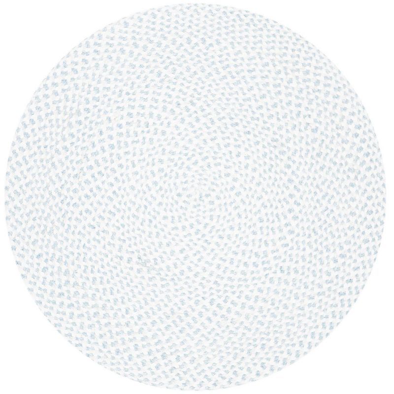 Handmade Blue and Ivory Round Braided Rug