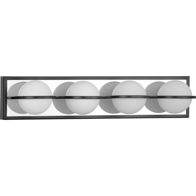 Pearl Matte Black 4-Light LED Bath Vanity with Opal Glass