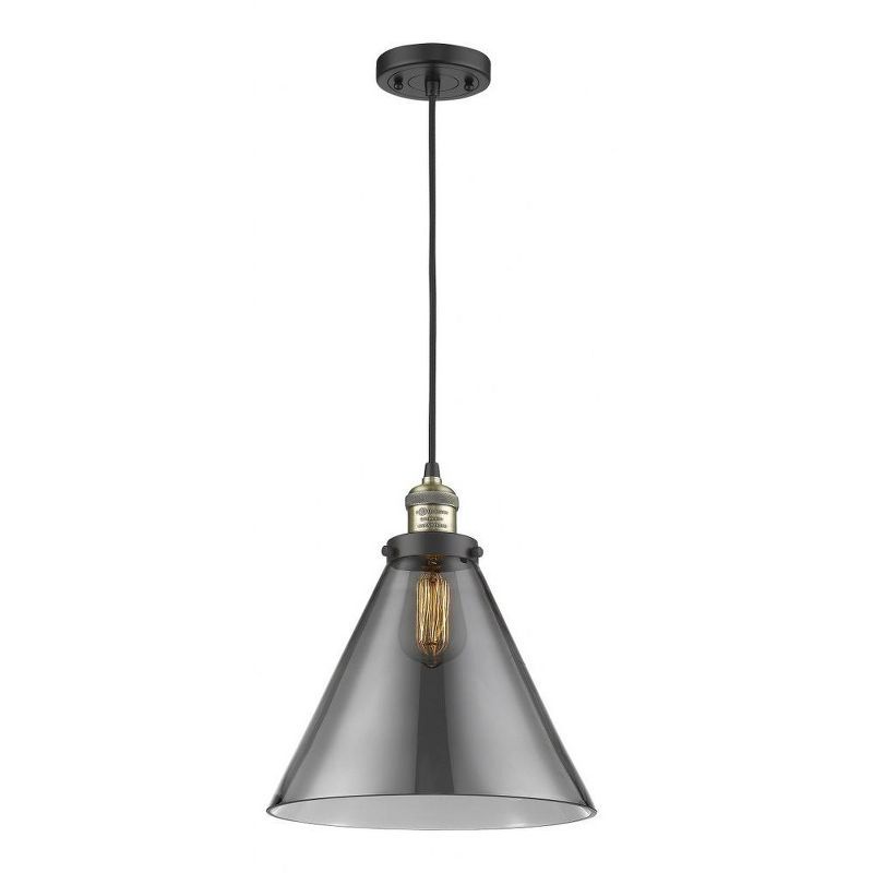 Franklin Restoration Mini Matte Black Pendant with Glass Shade