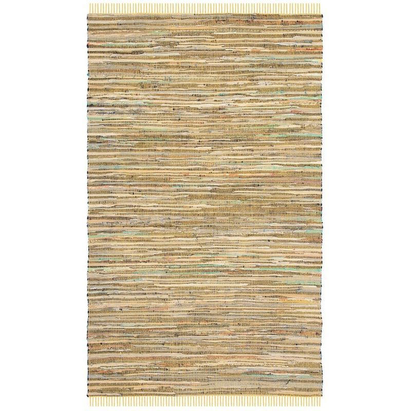 Handwoven Vibrant Yellow Multi-Color Cotton Area Rug, 5' x 8'