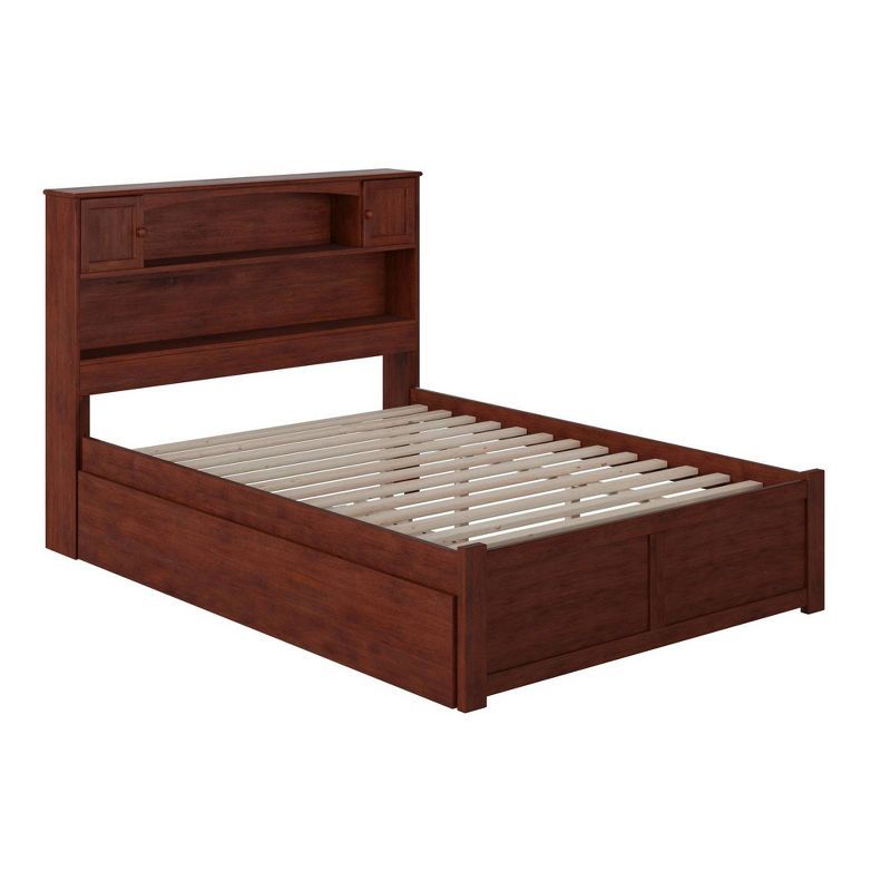 Newport Full/Double Captain's Bed with Bookcase Headboard and Storage Trundle in Walnut