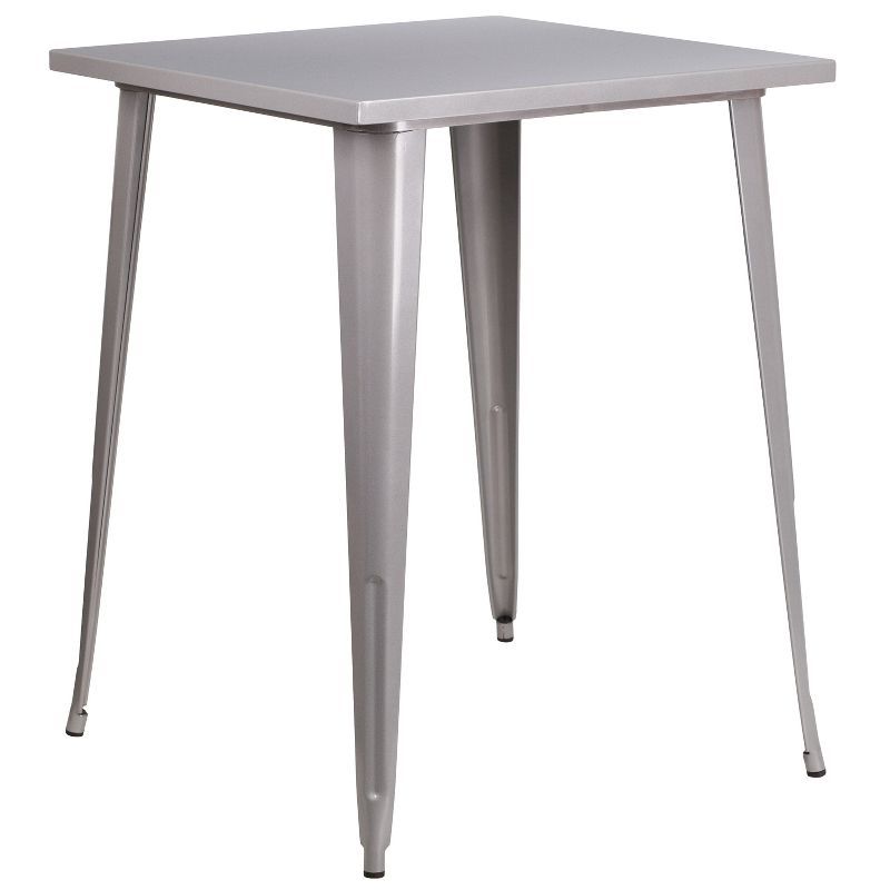 Silver Metal Square Bar Height Indoor-Outdoor Table