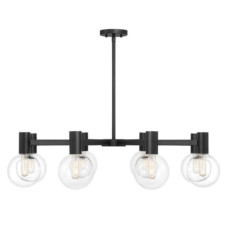 Wright Matte Black 8-Light Chandelier with Clear Glass Shades