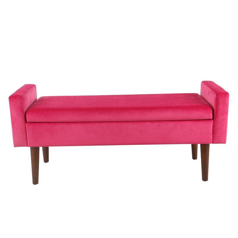 Fulton 48" Pink Velvet Storage Bench with Hinged Lid