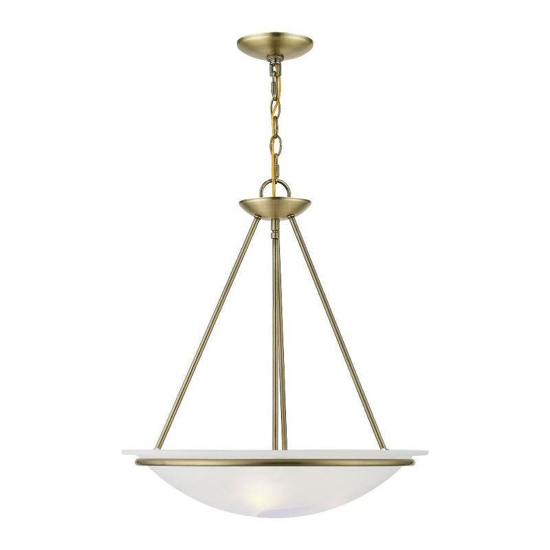 Antique Brass 3-Light Pendant with White Alabaster Glass Shade