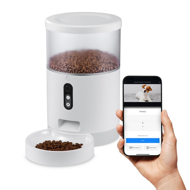 Smart 4L White Automatic Pet Feeder with Wi-Fi Control