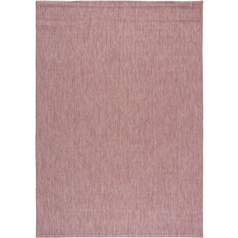 Reversible Courtyard Red & Beige Flat Woven Synthetic Area Rug - 8' x 11'