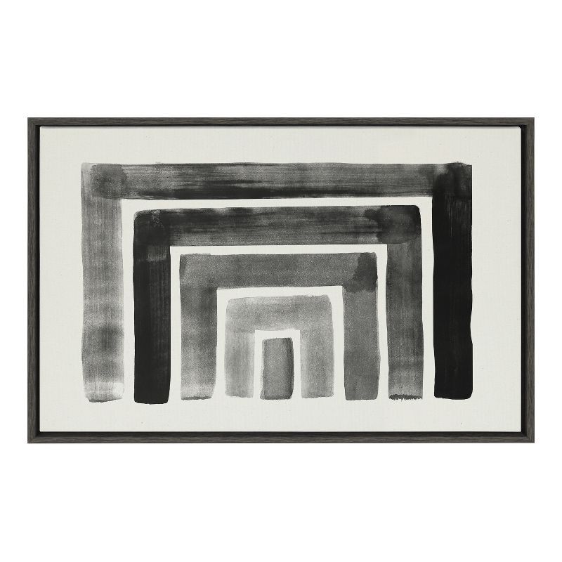 Gray and Black Abstract Geometric Canvas Wall Art, 23x33