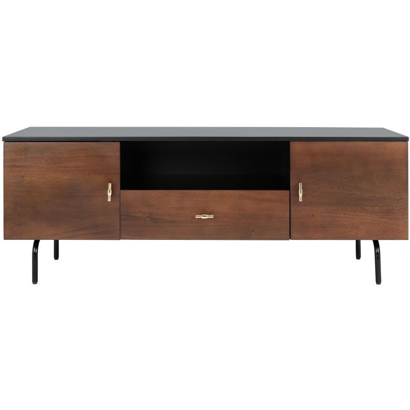 Luxurious Mahogany and Black Walnut 58" TV Stand with Cabinet
